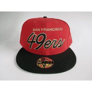 San Francisco 49ers 80's 90's Script New Era 59FIFTY 5950 Fitted Cap sz 8 hat